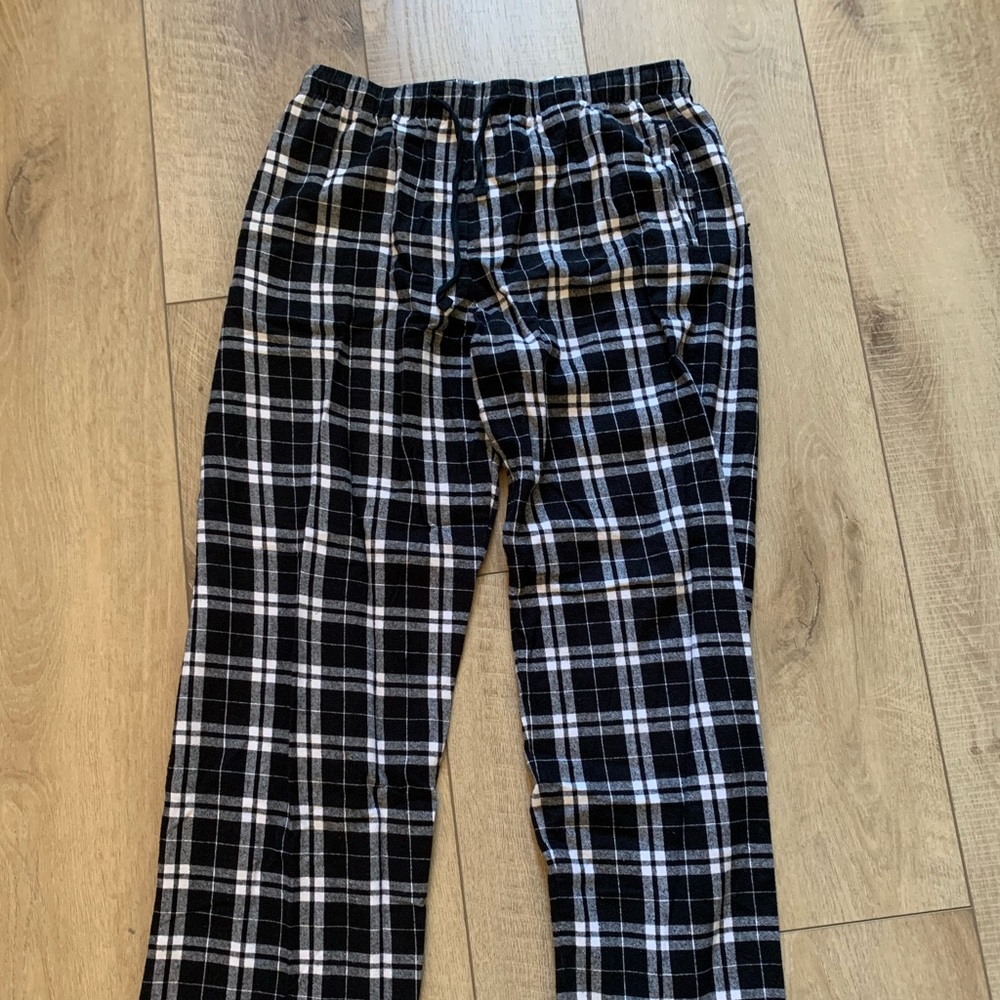 Black and white plaid pajama pants